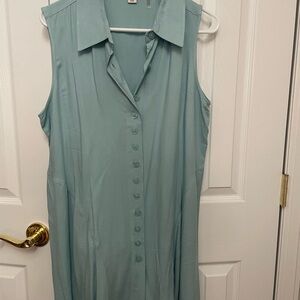 Simply Noelle Sleeveless Blue Button-Up Blouse